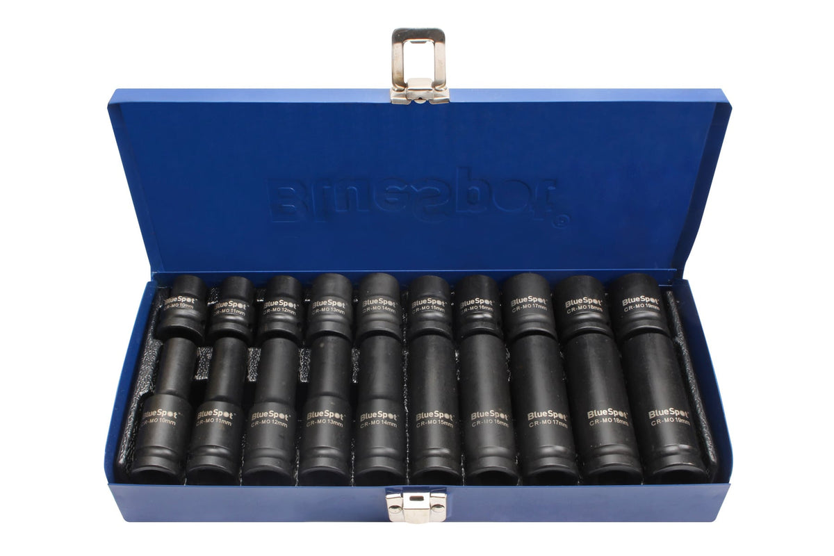 Blue Spot Tools 20-Piece 1/2" Deep and Shallow Metric Impact Sockets (10-19mm)