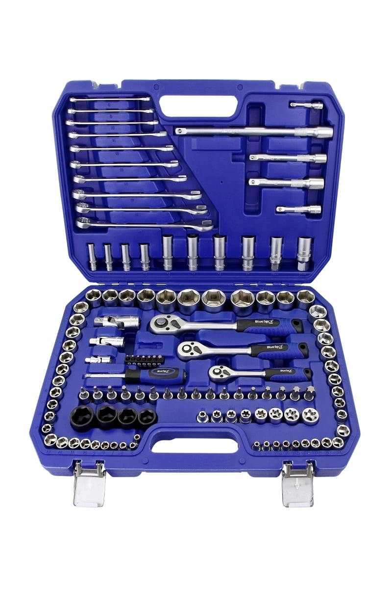 Blue Spot Tools 120-Piece 1/4", 3/8" & 1/2" Metric & SAE Socket & Spanner Set (1/4" 4-13mm) (3/8" 9-19mm) (1/2" 20-32mm)
