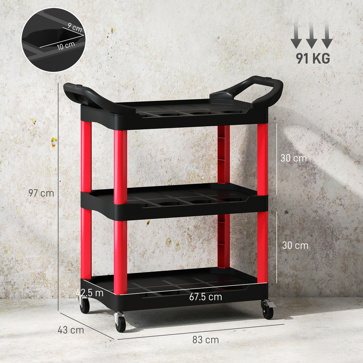 3-tier rolling tool cart – photo 3