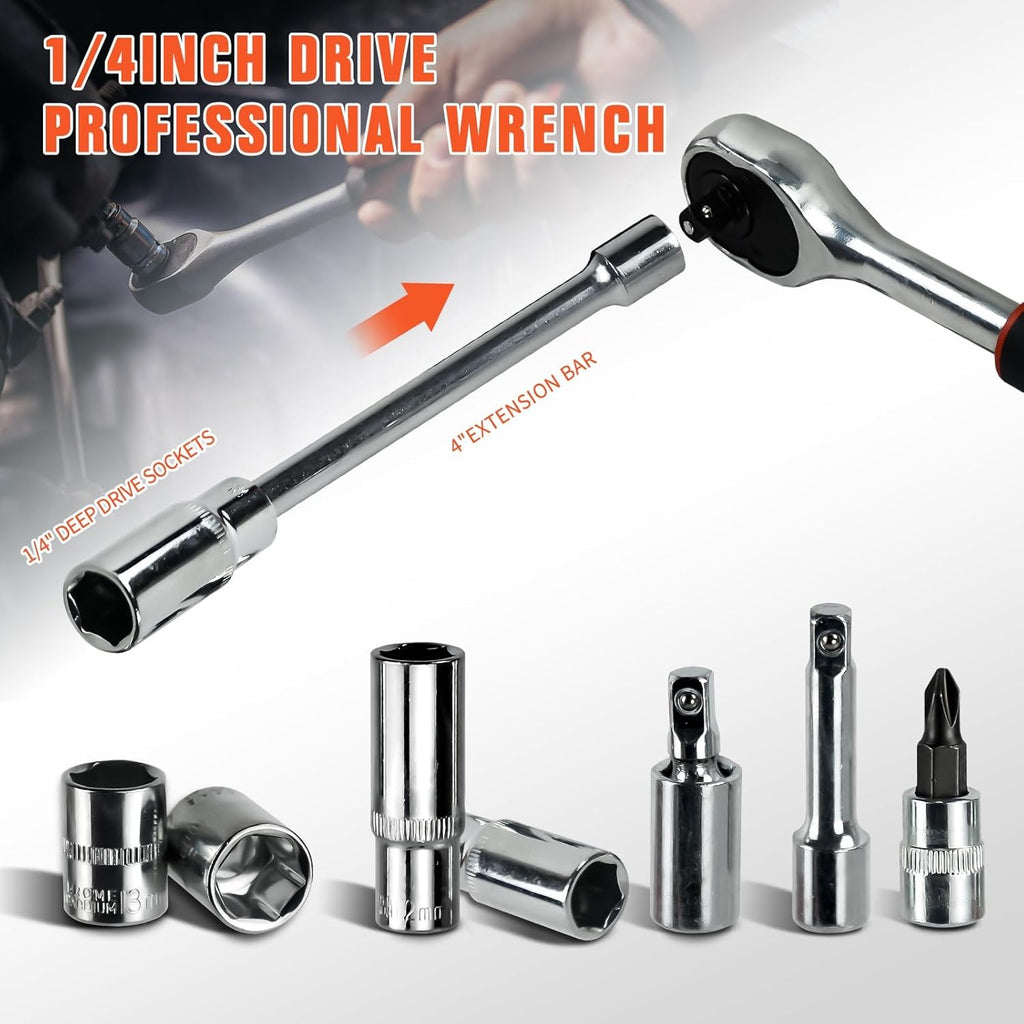 53-Piece 1/4" Drive Socket & Bit Set with Ratchet and Case - image 5