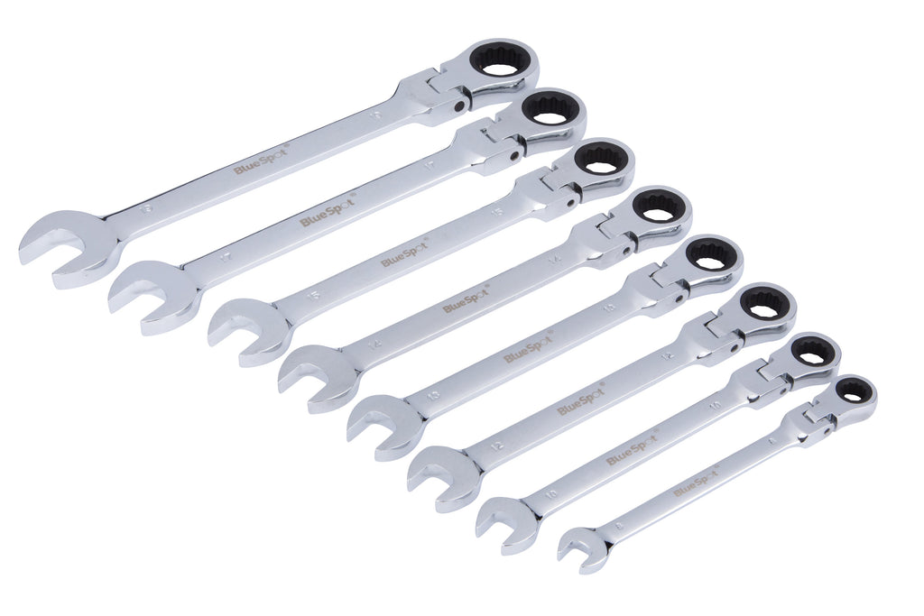 Blue Spot Tools 8-Piece Flexible Metric Ratchet Spanner Set (8-19mm)