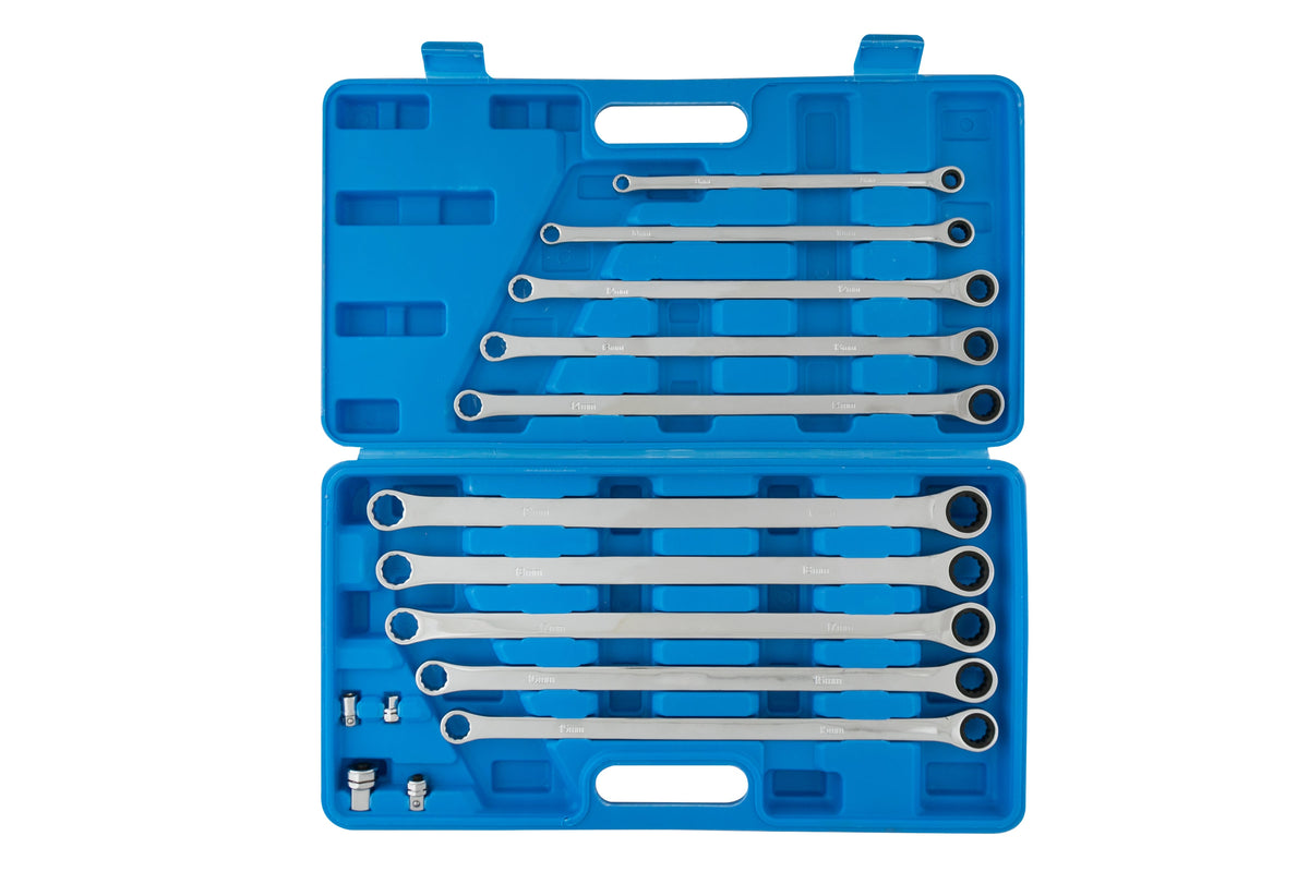 Blue Spot Tools 10-Piece Extra Long Ratchet Spanner and Adaptor Set (8-19mm)