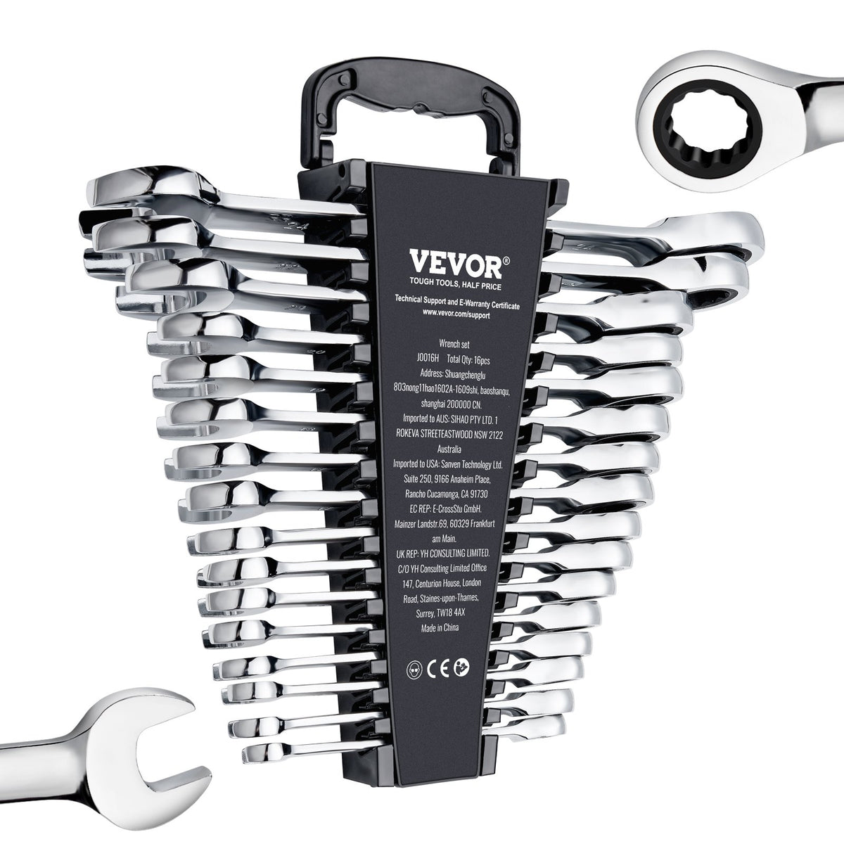 VEVOR 16-piece ratcheting combination spanner set
