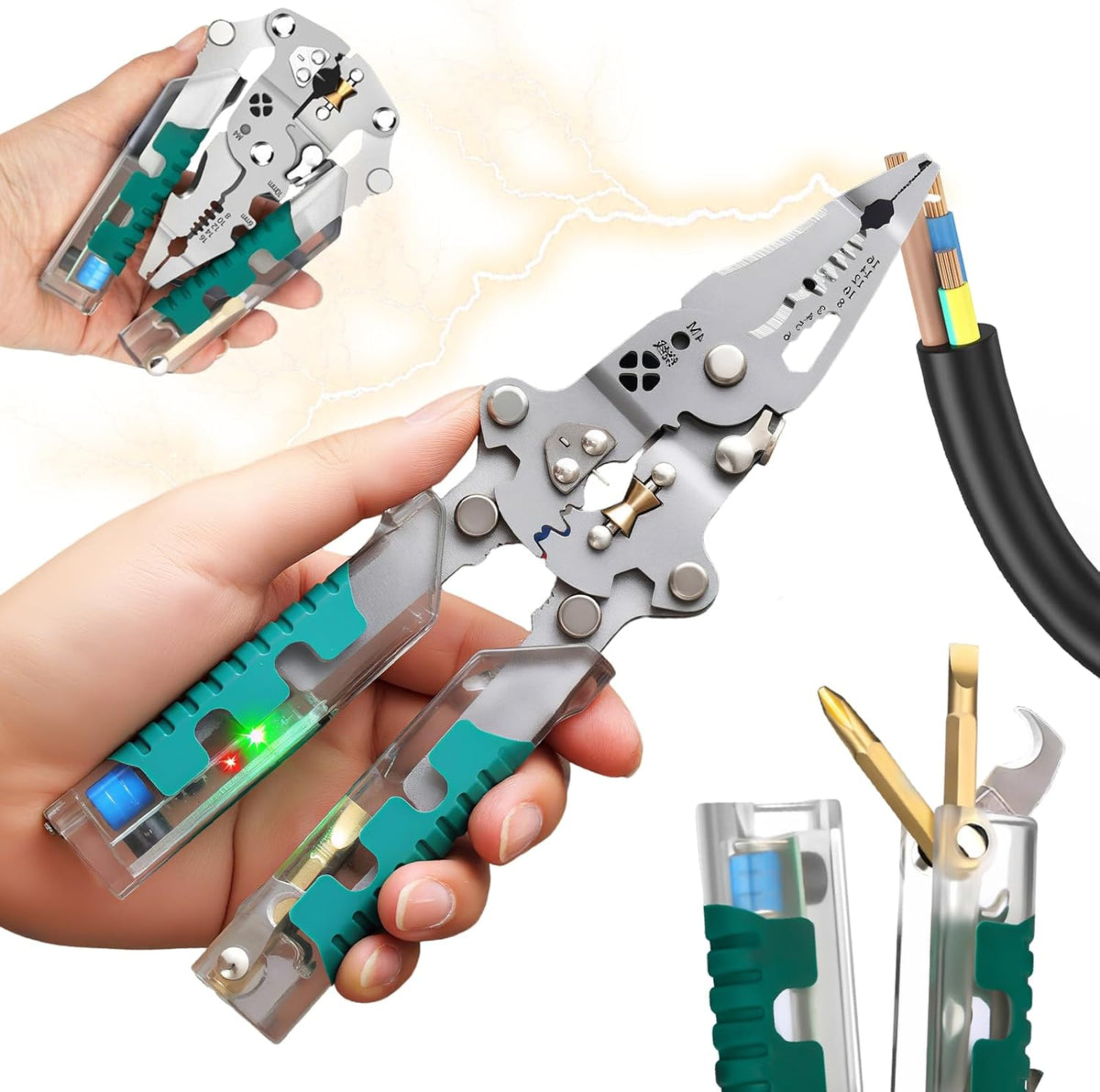 18-in-1 Folding Electrician's Pliers with Voltage Detector - image 5