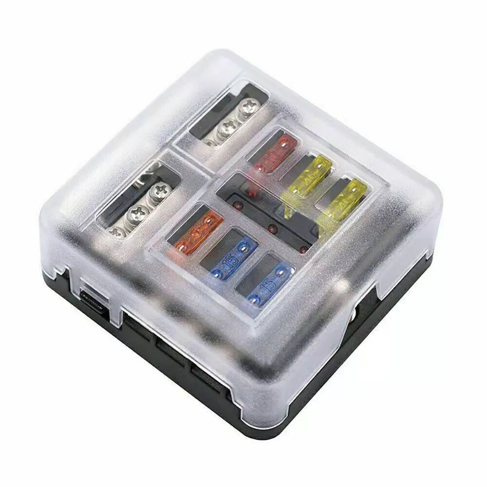 6-Way Blade Fuse Box with Cover, 12–24 V - image 2