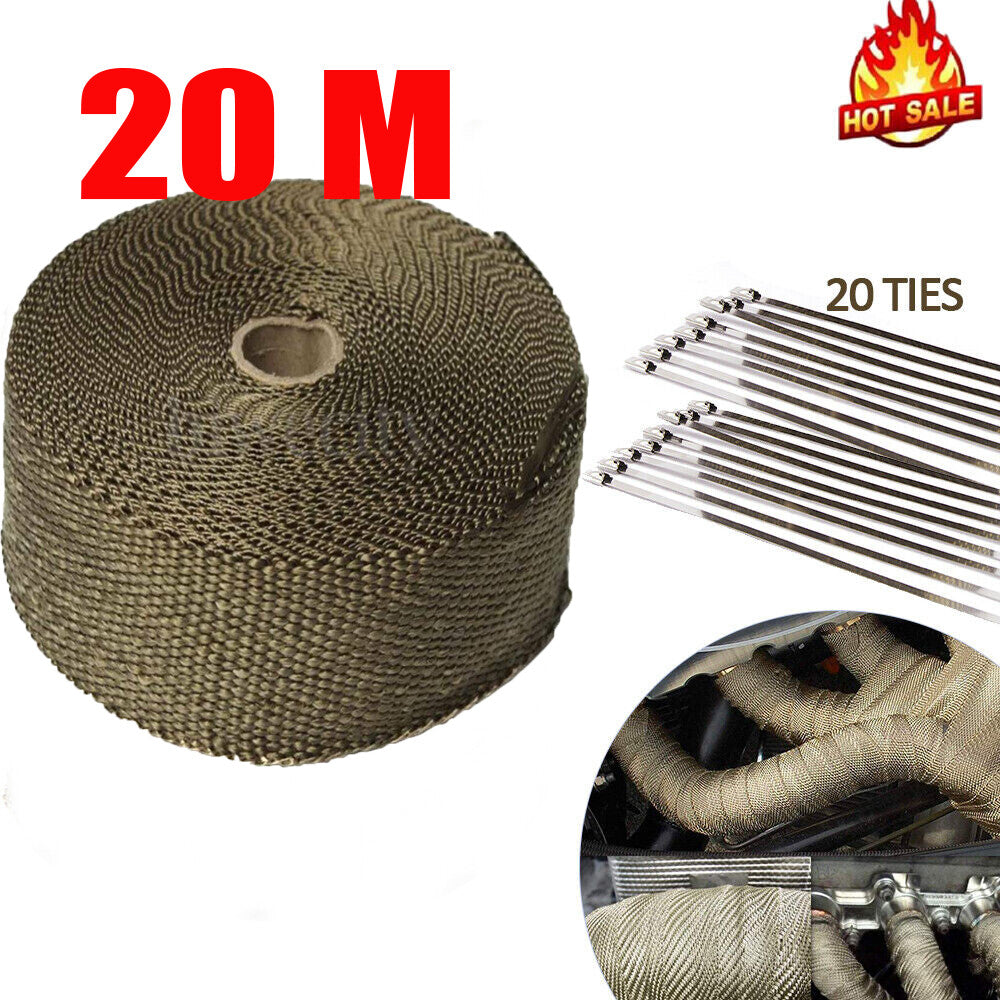Titanium Exhaust Heat Wrap, 20 m, with 20 Stainless Ties - image 1
