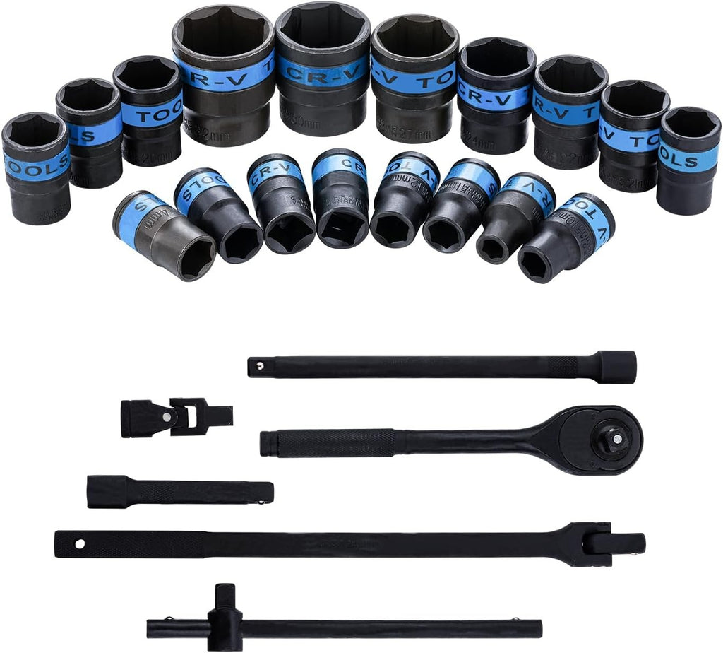 1/2" Drive Ratchet & Metric Socket Set, 8–32 mm, in Metal Case - image 2