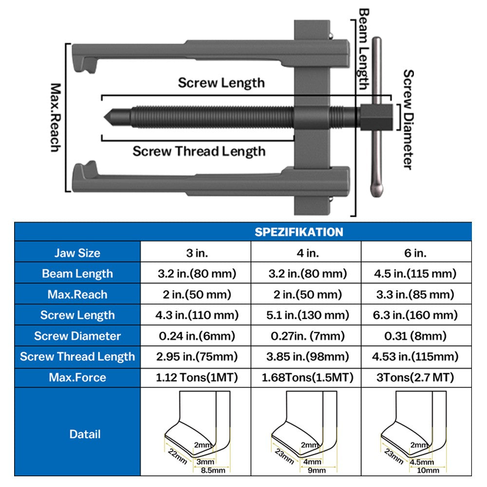 2-Jaw Gear & Bearing Puller, 20–85 mm - image 2