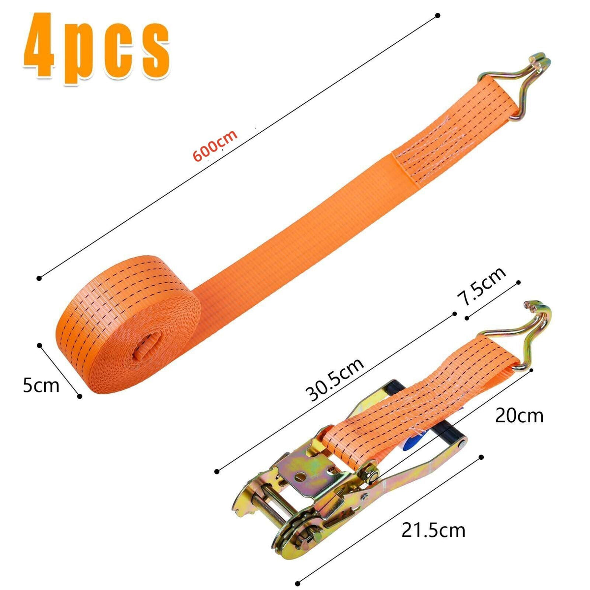Ratchet Tie-Down Straps, 50 mm x 6 m, 3000 kg, Pack of 4 - image 4